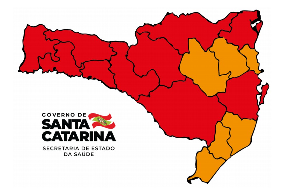 Mapa de risco da Covid-19 em SC de 06 de fevereiro de 2021 — Foto: Coes/Reprodução