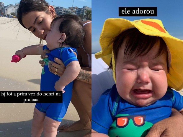 Gabi Brandt leva Henri, de cinco meses, a praia pela primeira vez (Foto: Reprodução/Instagram)