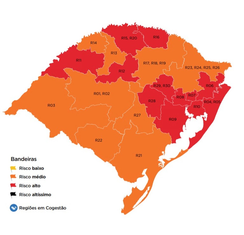 Maioria Das Regioes Do Rs Fica Em Bandeira Vermelha No Mapa Preliminar Do Distanciamento Controlado Rio Grande Do Sul G1