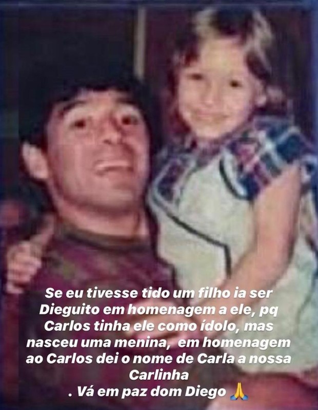 Diego Maradona com Carla Diaz no aniversário dela de 7 anos (Foto: Reprodução/ Instagram)