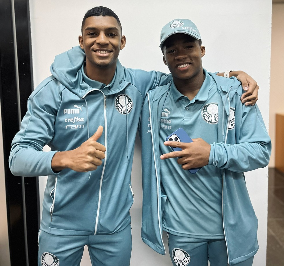 Luis Guilherme e Endrick jogaram juntos pela primeira vez no profissional do Palmeiras — Foto: Divulgação