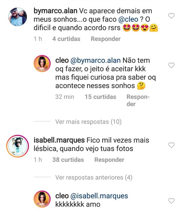 Cleo responde fãs (Foto: Reprodução)