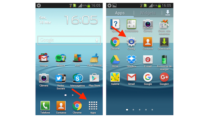Acessando as configurações do Android no Galaxy Gran Duos (Foto: Reprodução/Marvin Costa)