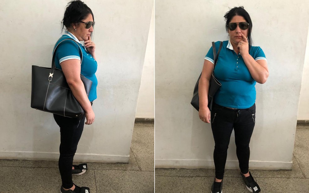 Maria Sanchez Tiguaque com bolsa e óculos utilizados no furto de equipamentos médicos — Foto: Divulgação