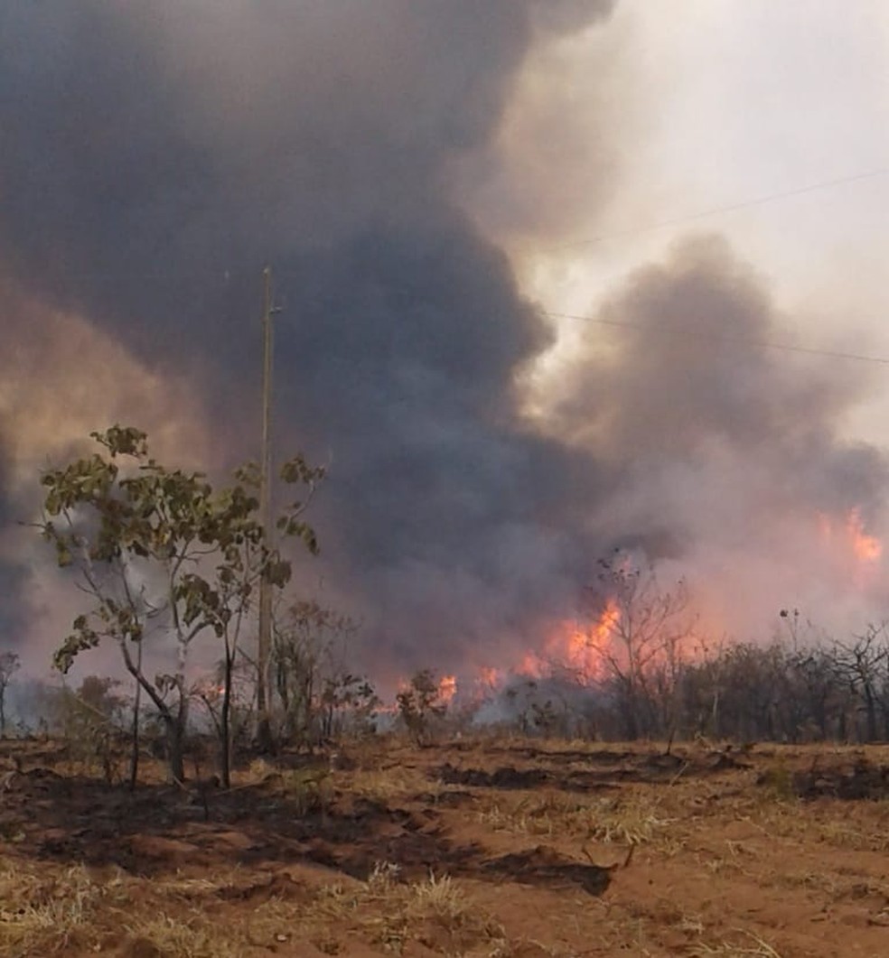 Fogo em Chapada dos Guimarães — Foto: Arquivo pessoal