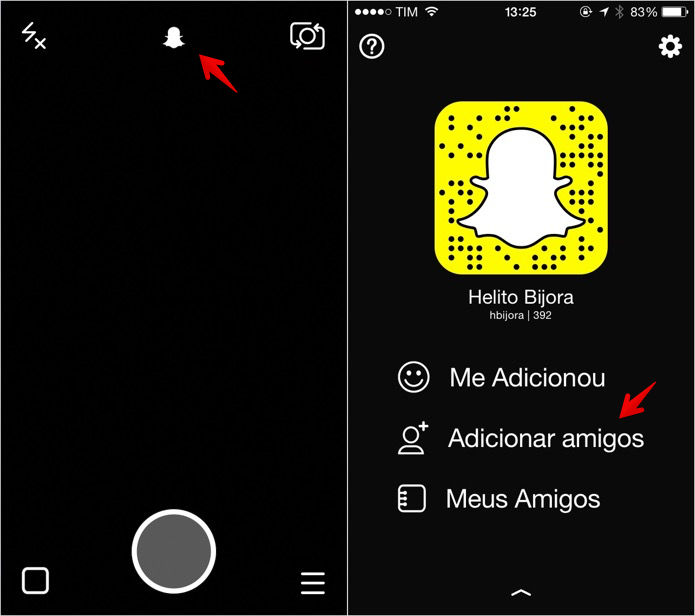 Adicionando amigos no Snapchat (Foto: Reprodu??o/Helito Bijora) 