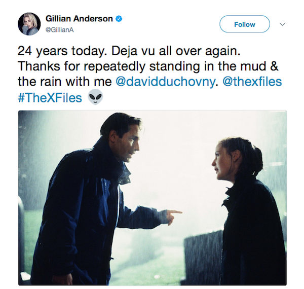 A homenagem de Gillian Anderson aos 24 anos de Arquivo X (Foto: Twitter)