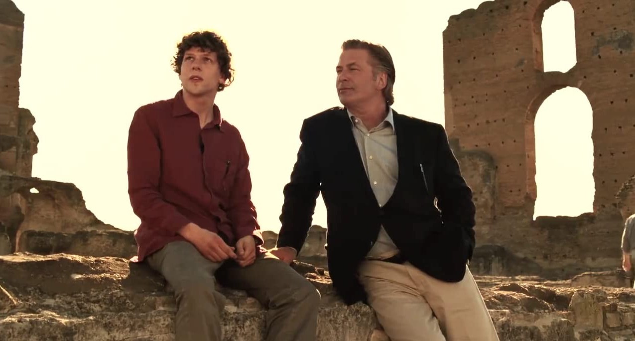 Jesse Eisenberg e Baldwin em 'Para Roma com amor', um dos trabalhos que fez com o diretor Woody allenReprodução
