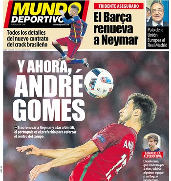 Jornal André Gomes Barcelona (Foto: Reprodução / Mundo Deportivo)