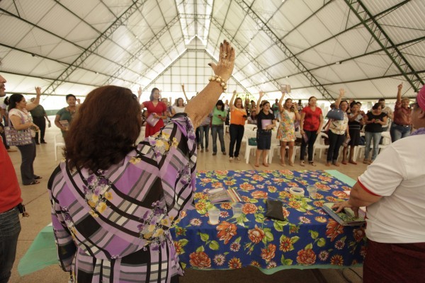 Mulheres reunidas na mobilização estadual que ocorreu em Macapá (Foto: Divulgação/Agência Amapá)