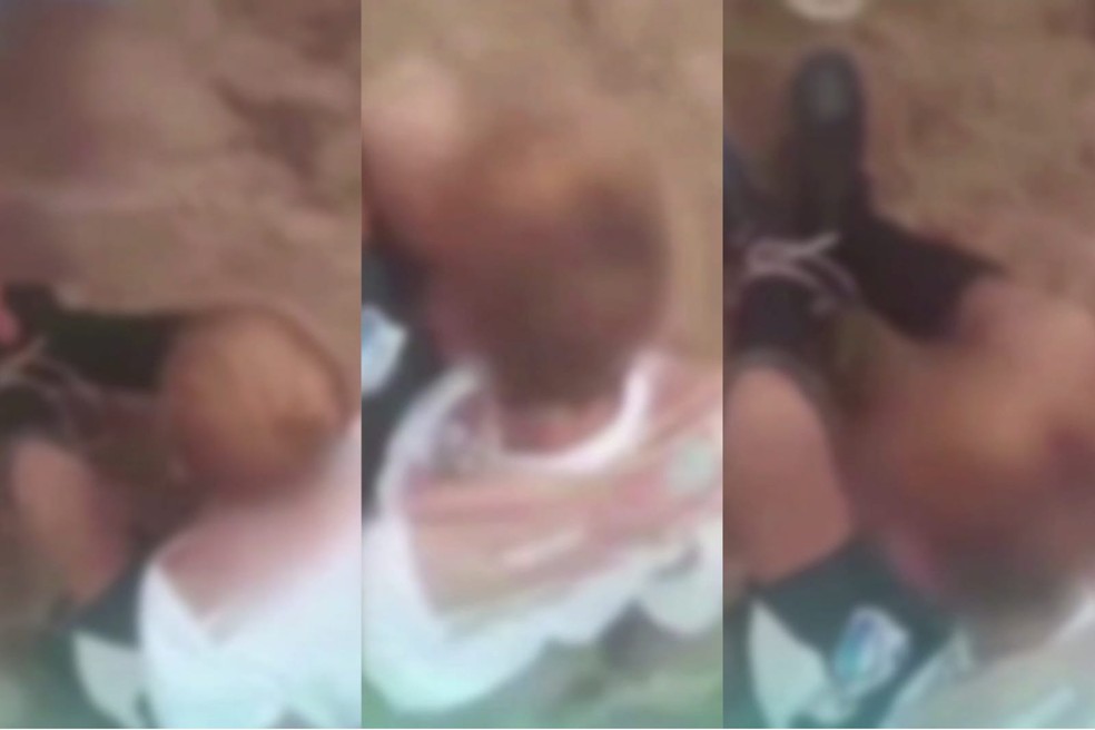 Criança é filmada com pés e mãos amarradas em Paracuru, na Grande Fortaleza. — Foto: Reprodução