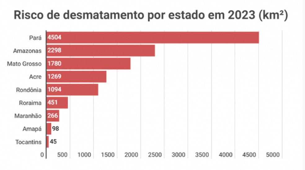 MT é o terceiro estado com maior risco de desmatamento no país — Foto: Imazon