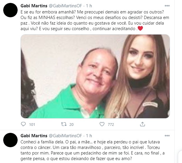 Gabi Martins lamenta morte de pai de amiga (Foto: Reprodução/Instagram)