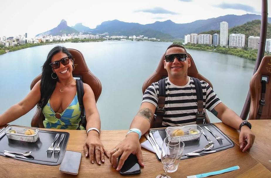 Dayana Brasil Tenório e o namorado, Luiz Felipe Perozini, que é policial militar