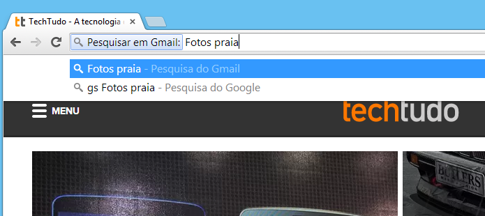 Realizando pesquisa no Gmail através do Chrome (Foto: Reprodução/Helito Bijora)