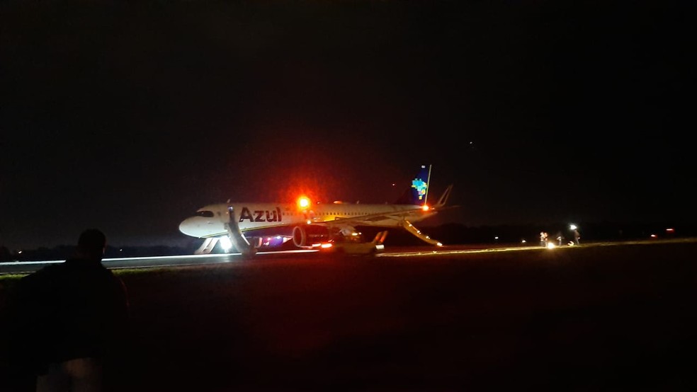 Avião da Azul Linhas Aéreas iria decolar no Aeroporto Marechal Rondon, em Várzea Grande. — Foto: Reprodução