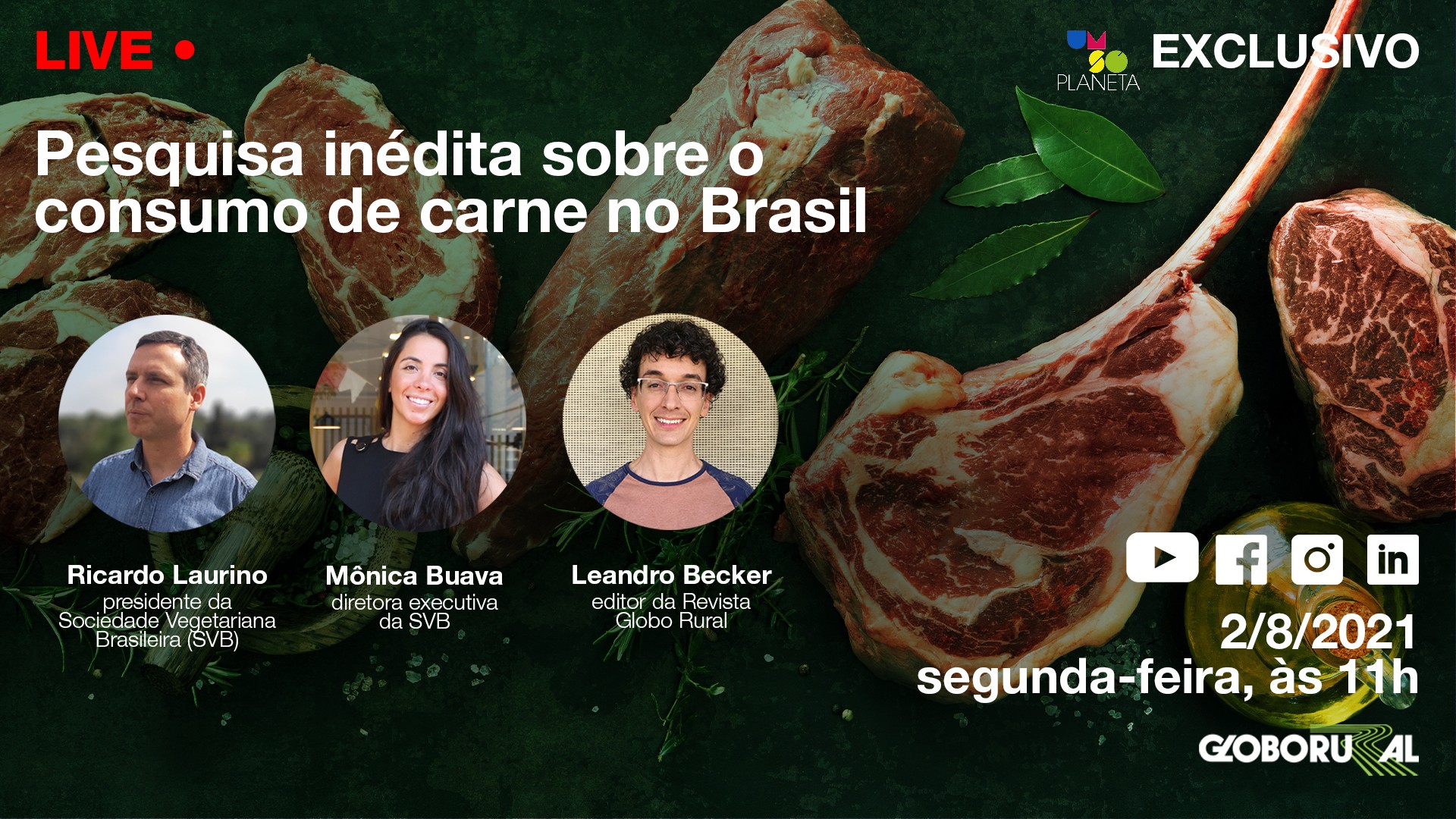 Live Globo Rural com pesquisa inédita sobre consumo de carne no Brasil (Foto: Estúdio de Criação)