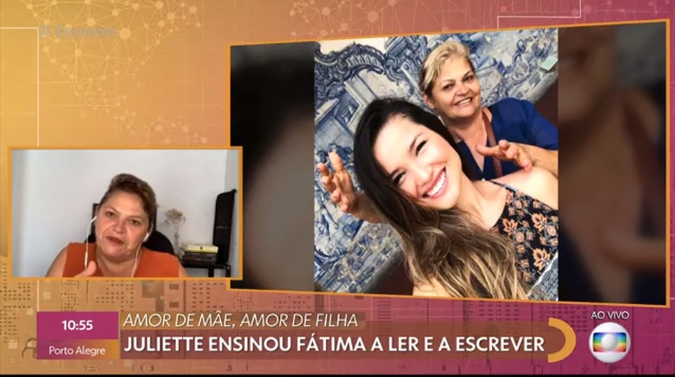 No 'Encontro', Fátima, mãe de Juliette, falou sobre a afinidade com a filha — Foto: TV Globo
