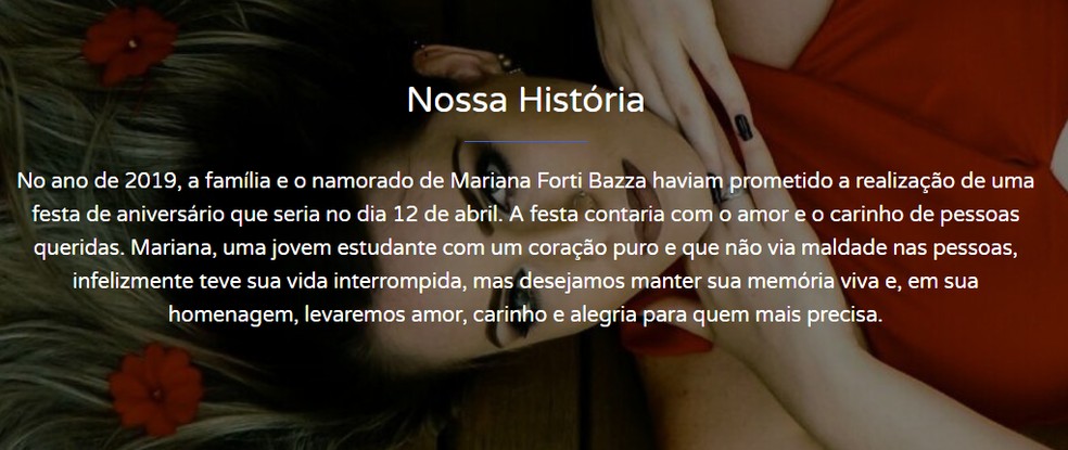 A??o social foi criada com objetivo de homenagear Mariana no dia do anivers?rio dela  ? Foto: Divulga??o