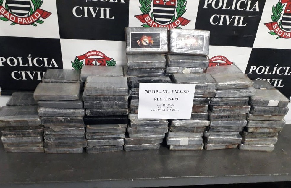 Mais de 130 kg de cocaína são localizados em morro de Santos, SP — Foto: Divulgação/Polícia Civil 