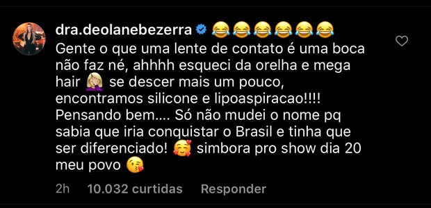 Comentário de Deolane Bezerra (Foto: Reprodução/Instagram)