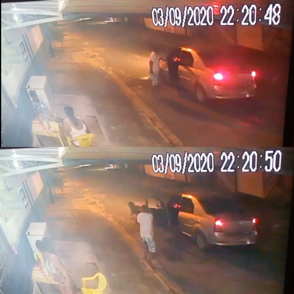 Vídeo mostra a troca de tiros entre guarda e policial — Foto: Arquivo Pessoal