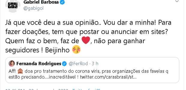 Gabigol rebate Fernanda Rodrigues (Foto: Reprodução Instagram)