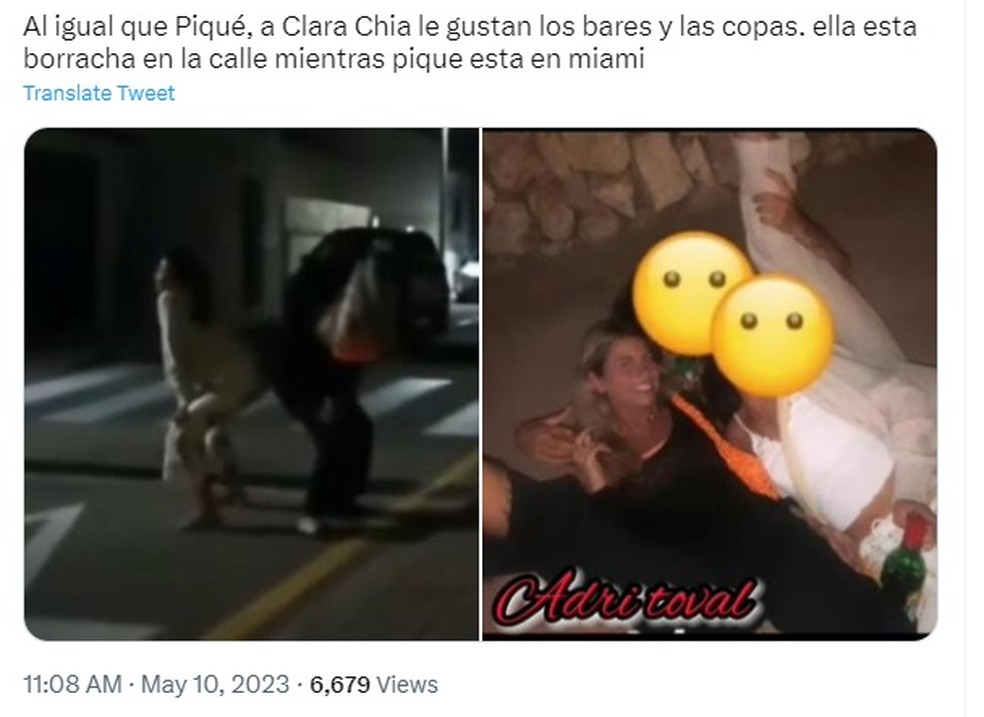 Clara Ch&iacute;a, namorada de Gerard Piqu&eacute;, em flagra  &mdash; Foto: Reprodu&ccedil;&atilde;o/Twitter