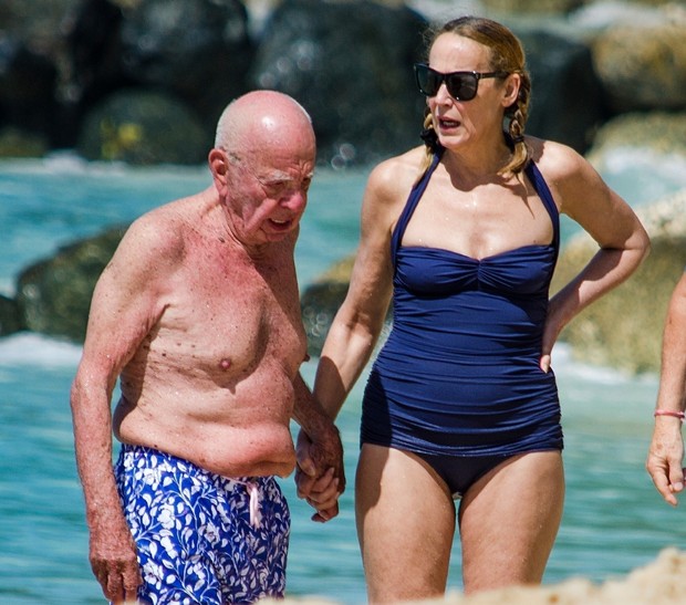 Rupert Murdoch e Jerry Hall (Foto: Backgrid)