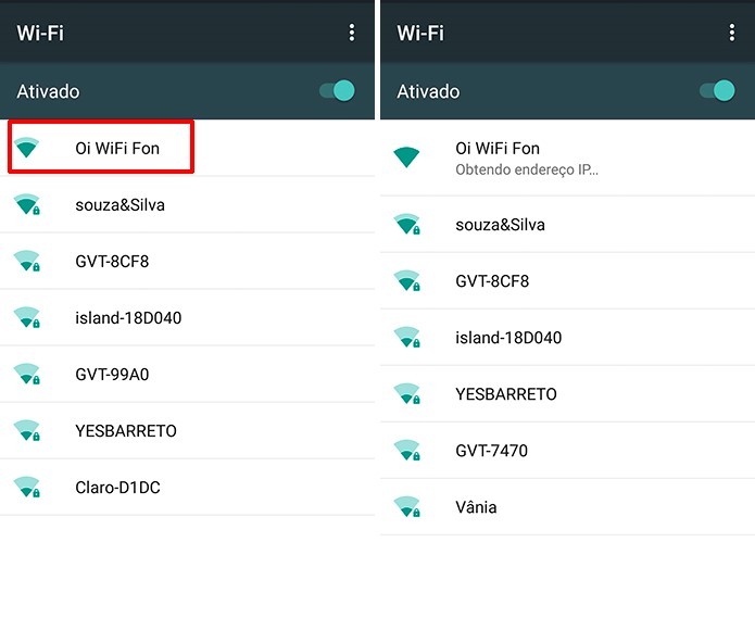 Oi Wi-Fi deve ser encontrada na lista de redes sem fio do aparelho (Foto: Reprodução/Elson de Souza)