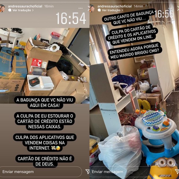 Andressa Urach mostra bagunça por compras acumuladas (Foto: Reprodução/Instagram)