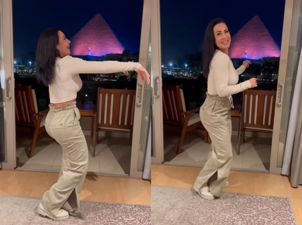 Scheila Carvalho dança em frente a pirâmide no Egito (Foto: Reprodução/Instagram)