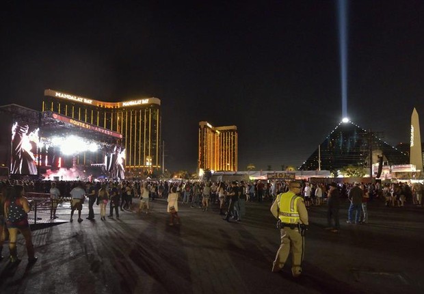 Vista geral do festival de música Route 91. Harvest, em las Vegas, onde atiradores mataram e feriram várias pessoas ao atirar na multidão do alto de um hotel (Foto: Bill Hughes/Las Vegas News Bureau/EFE)