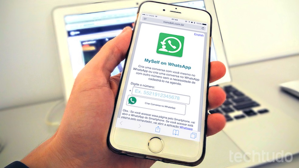 MySelf on WhatsApp permite criar conversas sem salvar o número no celular (Foto: Helito Bijora/TechTudo)