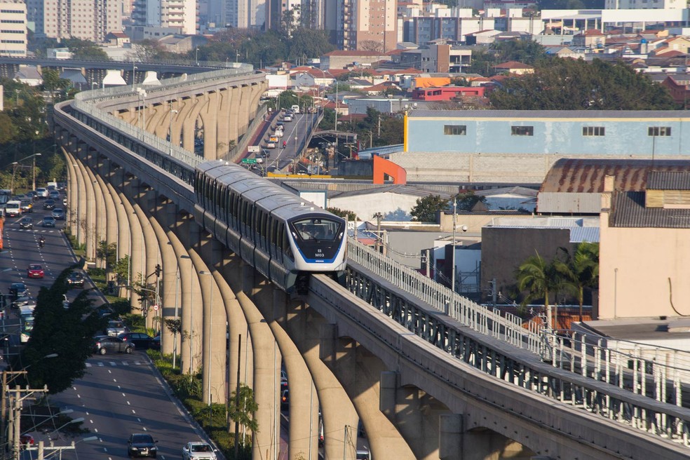 A Linha 15 - Prata do Monotrilho de São Paulo.  — Foto: Paulo Lopes/Futura Press/Estadão Conteúdo