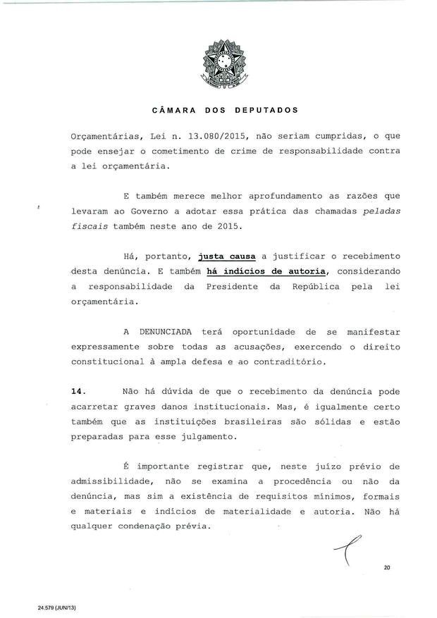 20 - Leia íntegra da decisão de Cunha que abriu processo de impeachment (Foto: Reprodução)