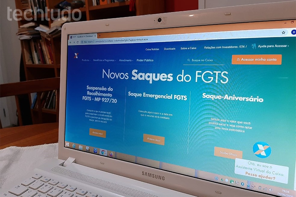 Site da Caixa fornece informações sobre todos os tipos de saques do FGTS — Foto: Barbara Ablas/TechTudo