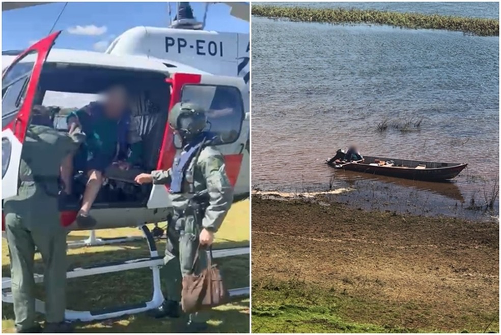 Idoso foi encontrado vivo com ajuda do Águia em Cardoso  — Foto: Helicóptero Águia/Polícia Militar 