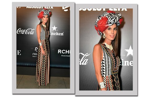 Raquel Correa, com mix de estampas do vestido vs. turbante  