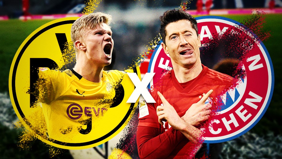Dois dos melhores centroavantes do mundo, Haaland e Lewandowski estarão frente a frente nesta terça-feira — Foto: GloboEsporte.com