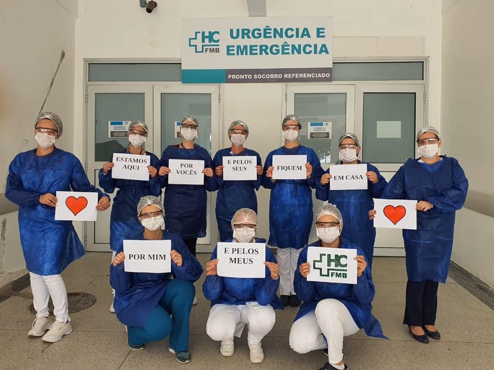 Várias áreas do HC de Botucatu aderiram à campanha contra o coronavírus — Foto: HCFMB/Divulgação