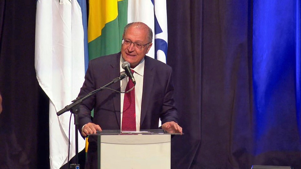 Geraldo Alckmin no BNDES — Foto: Reprodução/TV Globo