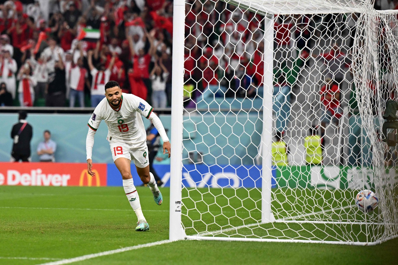 Marrocos abre o placar com um dos gols mais rápidos da Copa no Catar: 4 minutos — Foto: NATALIA KOLESNIKOVA/AFP