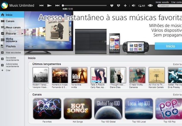 Site do Music Unlimited, que já funciona no Brasil (Foto: Reprodução/Music Unlimited)