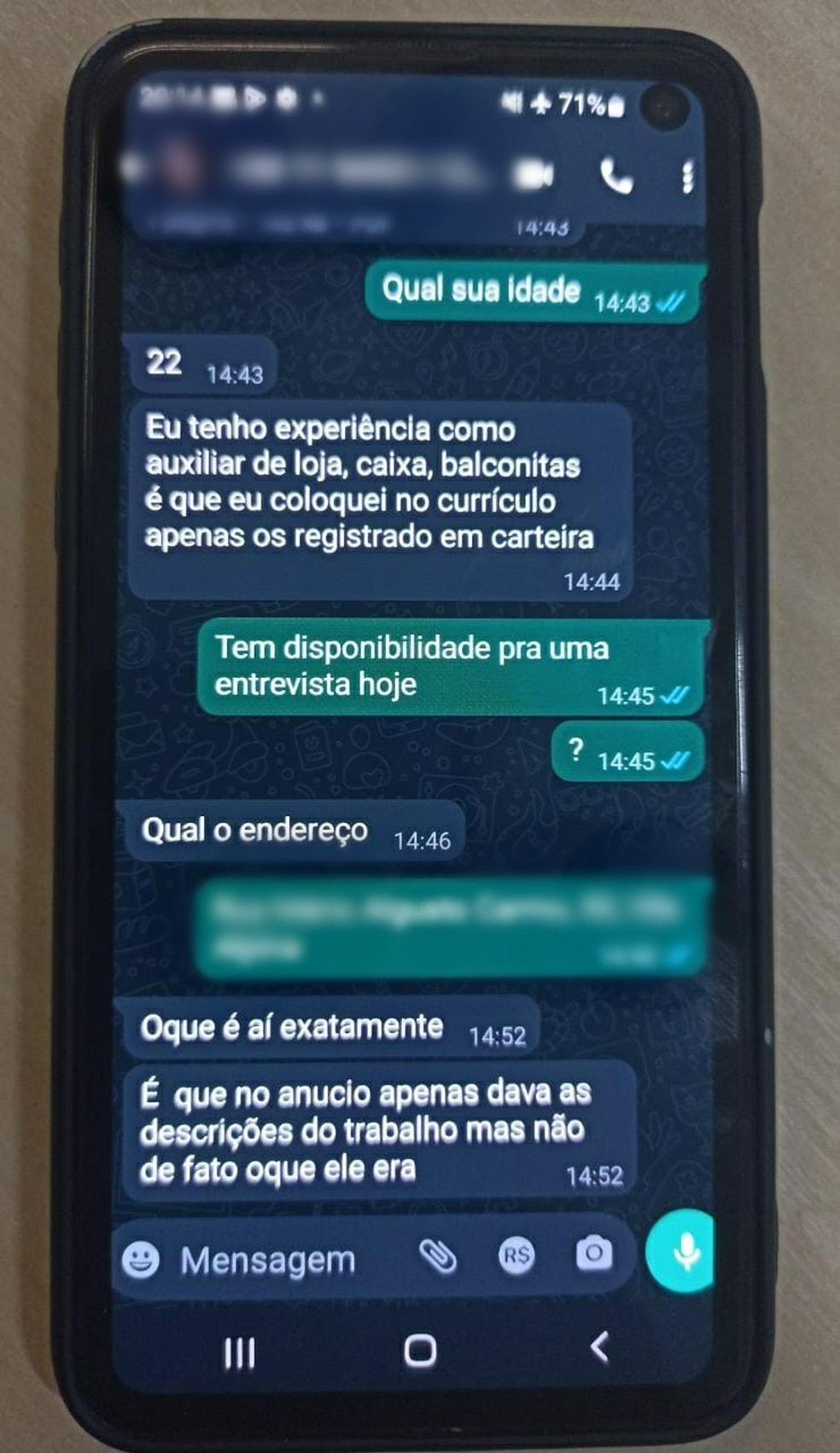 Conversa de preso com vítima  — Foto: Reprodução