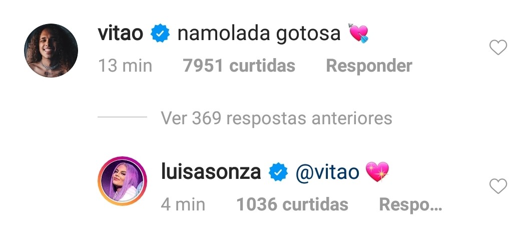 Luísa Soza e Vitão assumem namoro (Foto: reprodução/instagram)