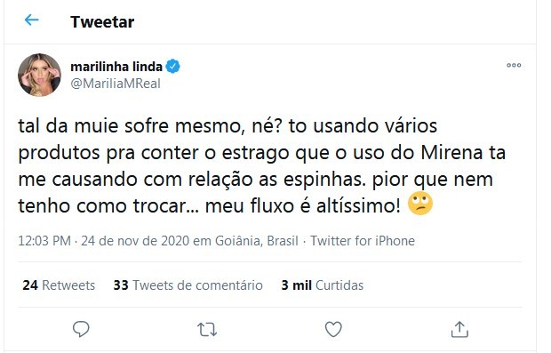 Tweet de Marilia Mendonça (Foto: Reprodução/Twitter)