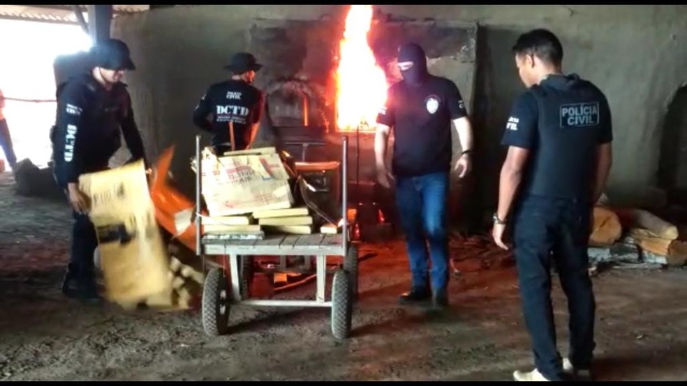 Drogas sÃ£o incineradas no CearÃ¡ â€” Foto: PolÃ­cia Civil/ DivulgaÃ§Ã£o