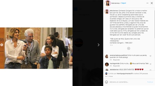 Stéphani Torres lamenta morte de Contardo Calligaris (Foto: Reprodução/Instagram)