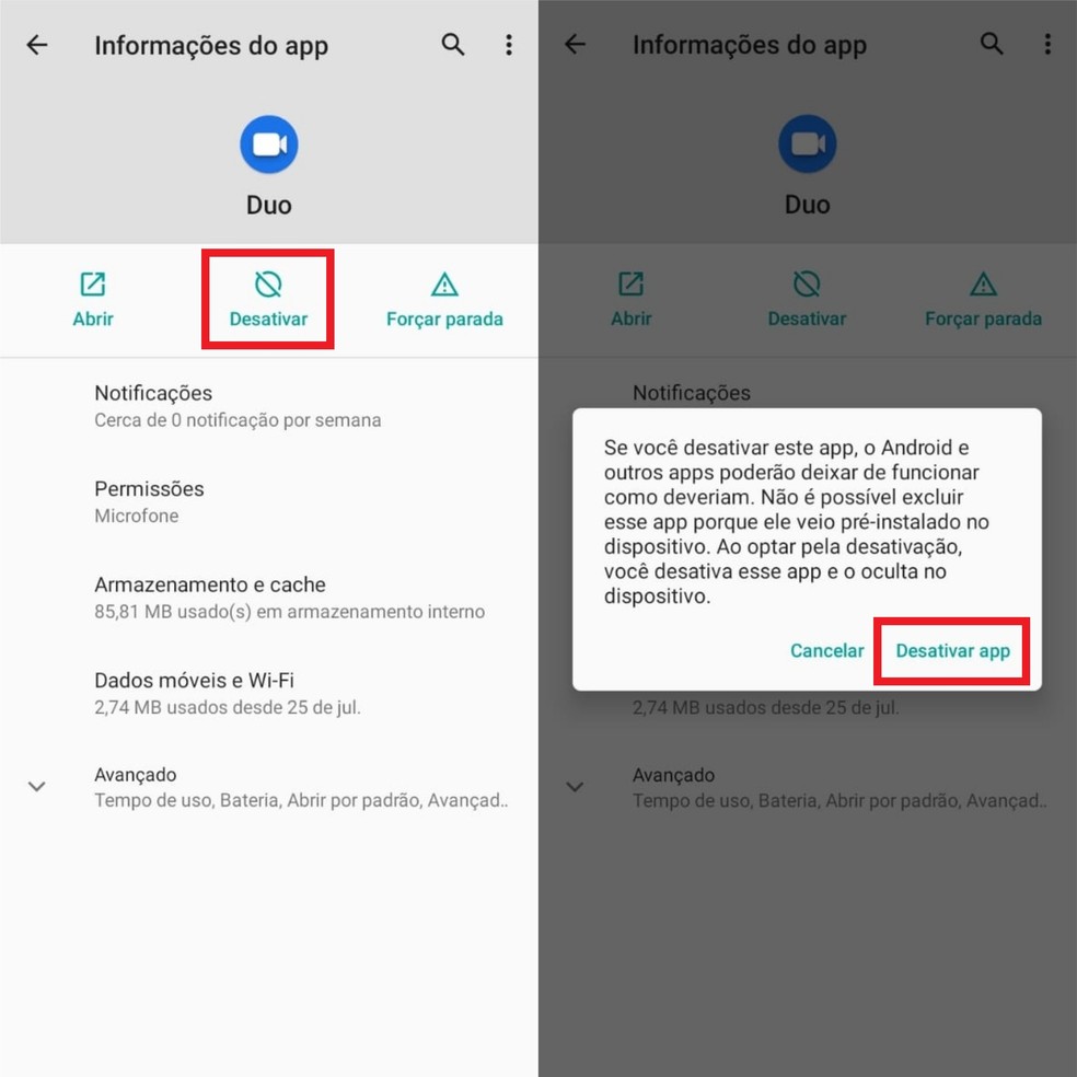 Apps pré-instalados de fábrica no Android podem ser desativados para usar menos recursos do sistema — Foto: Reprodução/Clara Fabro